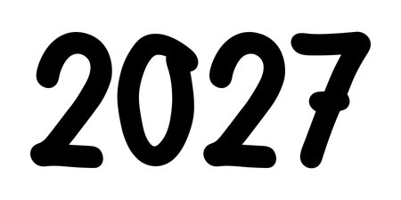 Hand drawn happy New Year doodle 2027 numbers Single element for calendar, card, banner, flyer, web,...