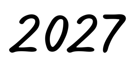 Hand drawn happy New Year doodle 2027 numbers Single element for calendar, card, banner, flyer, web,...
