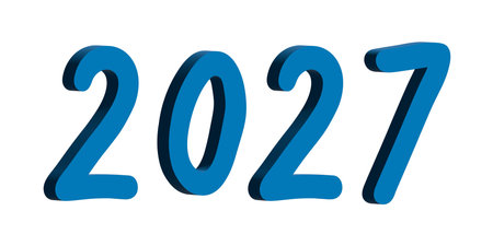 3d happy New Year doodle 2027 numbers Single element for calendar, card, banner, flyer, web, poster,...
