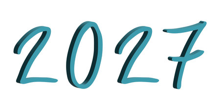 3d happy New Year doodle 2027 numbers Single element for calendar, card, banner, flyer, web, poster,...