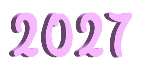 3d happy New Year doodle 2027 numbers Single element for calendar, card, banner, flyer, web, poster, design, decorの写真素材