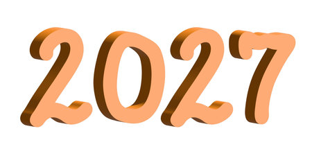 3d happy New Year doodle 2027 numbers Single element for calendar, card, banner, flyer, web, poster,...