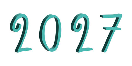 3d happy New Year doodle 2027 numbers Single element for calendar, card, banner, flyer, web, poster,...
