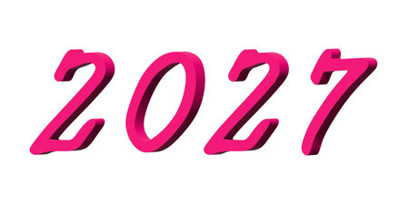 3d happy New Year doodle 2027 numbers Single element for calendar, card, banner, flyer, web, poster,...