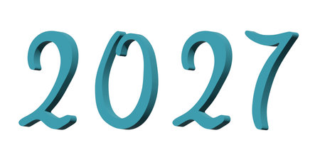 3d happy New Year doodle 2027 numbers Single element for calendar, card, banner, flyer, web, poster,...