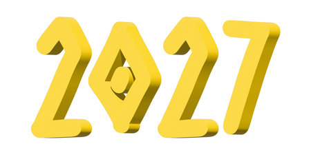 3d happy New Year doodle 2027 numbers Single element for calendar, card, banner, flyer, web, poster,...