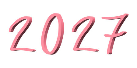 3d happy New Year doodle 2027 numbers Single element for calendar, card, banner, flyer, web, poster, design, decorの写真素材