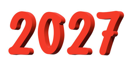 3d happy New Year doodle 2027 numbers Single element for calendar, card, banner, flyer, web, poster,...