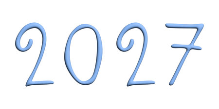 3d happy New Year doodle 2027 numbers Single element for calendar, card, banner, flyer, web, poster,...