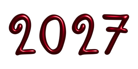 3d happy New Year doodle 2027 numbers Single element for calendar, card, banner, flyer, web, poster,...