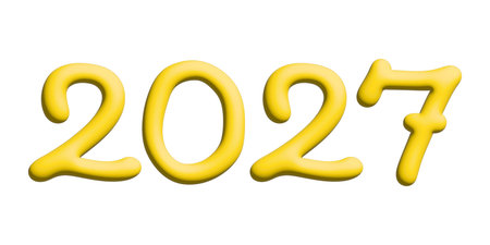 3d happy New Year doodle 2027 numbers Single element for calendar, card, banner, flyer, web, poster,...