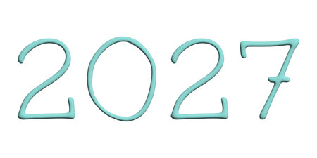 3d happy New Year doodle 2027 numbers Single element for calendar, card, banner, flyer, web, poster, design, decorの写真素材