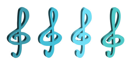 Set of 3d treble clef. Hand drawn musical symbol. Single element for print, web, design, decor, logoの写真素材