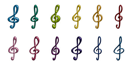 Set of 3d treble clef. Hand drawn musical symbol. Single element for print, web, design, decor, logoの写真素材