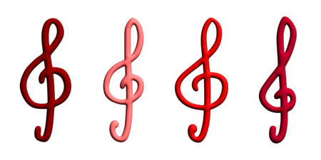 Set of 3d treble clef. Hand drawn musical symbol. Single element for print, web, design, decor, logoの写真素材