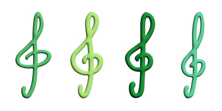 Set of 3d treble clef. Hand drawn musical symbol. Single element for print, web, design, decor, logoの写真素材