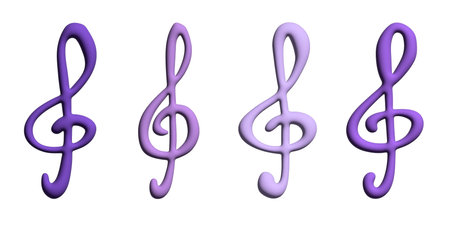 Set of 3d treble clef. Hand drawn musical symbol. Single element for print, web, design, decor, logoの写真素材