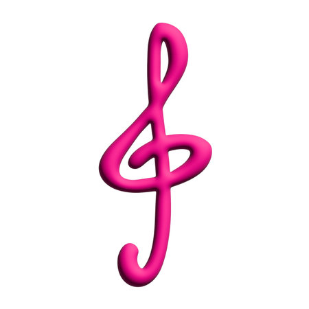 3d treble clef. Hand drawn musical symbol. Single element for print, web, design, decor, logoの写真素材