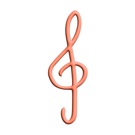 3d treble clef. Hand drawn musical symbol. Single element for print, web, design, decor, logoの写真素材