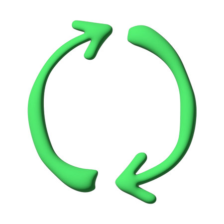 3d recycle arrow icon Recycling resources symbol Reuse of materials, zero waste, green environment, saving the planetの写真素材