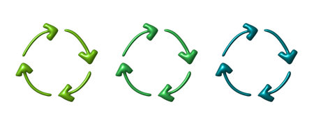 3d recycle arrow icon Recycling resources symbol Reuse of materials, zero waste, green environment,...