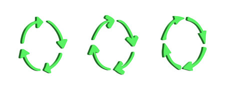 Set of 3d recycle arrow icon Recycling resources symbol Reuse of materials, zero waste, green...