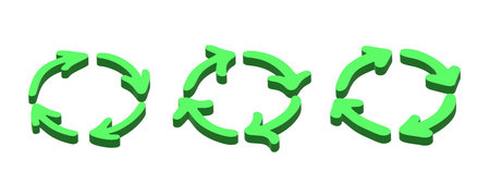 Set of 3d recycle arrow icon Recycling resources symbol Reuse of materials, zero waste, green...