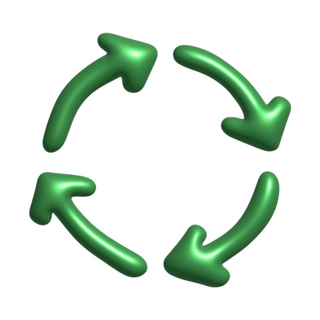 3d recycle arrow icon Recycling resources symbol Reuse of materials, zero waste, green environment,...