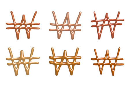 Set of 3d won currency symbol Elements for design