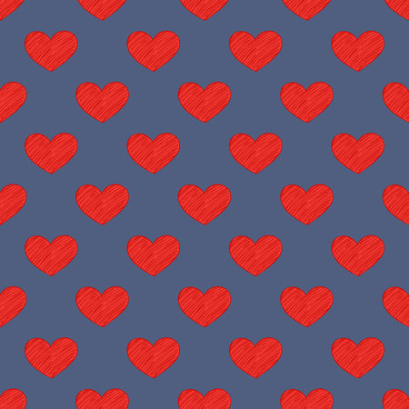 Seamless pattern with hand drawn heart doodle for decorative print, wrapping paper, greeting cards...