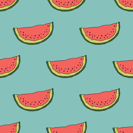 Seamless pattern with watermelon doodle for decorative print, wrapping paper, greeting cards,...