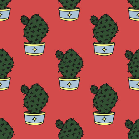 Seamless pattern with cactus doodle for decorative print, wrapping paper, greeting cards and fabric
