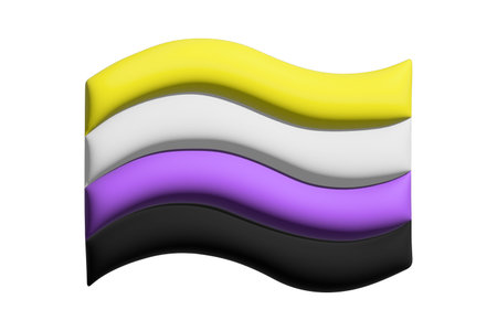 Colorful Non-binary pride flag Happy pride day LGBTQ community Pride Month Vector 3d clipart for posters, stickers, logo, cardsの写真素材