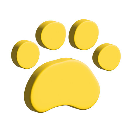 Cute 3d cat's paw Cat, dog, puppy, bear, wolf, tiger, animal footprint Single element for print, web, design, decor, greeting cards, children's printsの写真素材