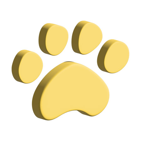 Cute 3d cat's paw Cat, dog, puppy, bear, wolf, tiger, animal footprint Single element for print, web, design, decor, greeting cards, children's printsの写真素材
