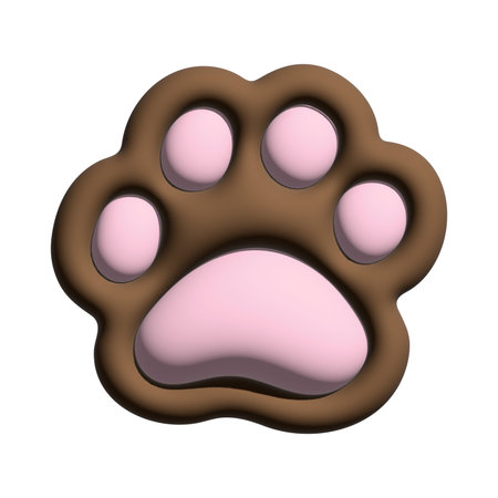 Cute 3d cat's paw Cat, dog, puppy, bear, wolf, tiger, animal footprint Single element for print, web, design, decor, greeting cards, children's printsの写真素材