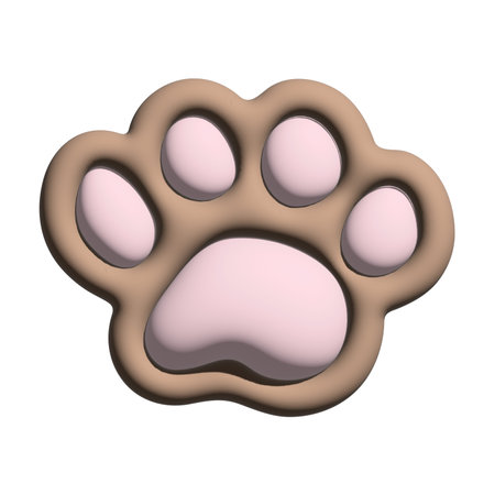 Cute 3d cat's paw Cat, dog, puppy, bear, wolf, tiger, animal footprint Single element for print, web, design, decor, greeting cards, children's printsの写真素材