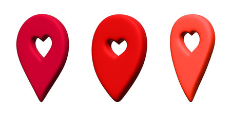 Set of 3d map pin Map marker pointer sign GPS and mapping tools Location pin symbol Pinpoint clipart Single element for web, designの写真素材
