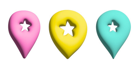 Set of 3d map pin Map marker pointer sign GPS and mapping tools Location pin symbol Pinpoint clipart Single element for web, designの写真素材
