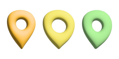 Set of 3d map pin Map marker pointer sign GPS and mapping tools Location pin symbol Pinpoint clipart Single element for web, designの写真素材