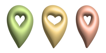 Set of 3d map pin Map marker pointer sign GPS and mapping tools Location pin symbol Pinpoint clipart Single element for web, designの写真素材