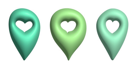 Set of 3d map pin Map marker pointer sign GPS and mapping tools Location pin symbol Pinpoint clipart Single element for web, designの写真素材