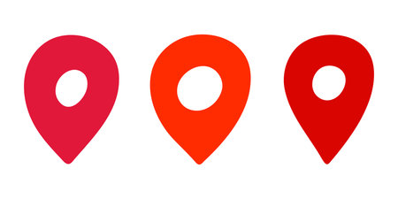 Set of hand drawn map pin Map marker pointer sign GPS and mapping tools Location pin symbol Pinpoint clipart in doodle style Single element for web, designのイラスト素材