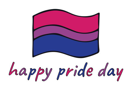 Colorful Bisexual pride flag Happy pride day LGBTQ community Pride Month Vector hand drawn doodle for posters, stickers, logo, cardsのイラスト素材
