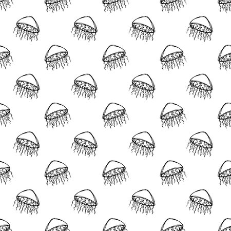 Seamless pattern with hand drawn jellyfish Sea animal Cute marine underwater creature Medusa For...