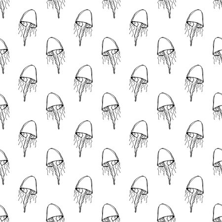 Seamless pattern with hand drawn jellyfish Sea animal Cute marine underwater creature Medusa For...