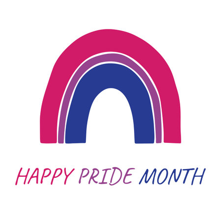 Colorful rainbow shape Bisexual pride flag Happy pride day LGBTQIA community Pride Month Vector hand drawn doodle for posters, stickers, logo, cardsのイラスト素材