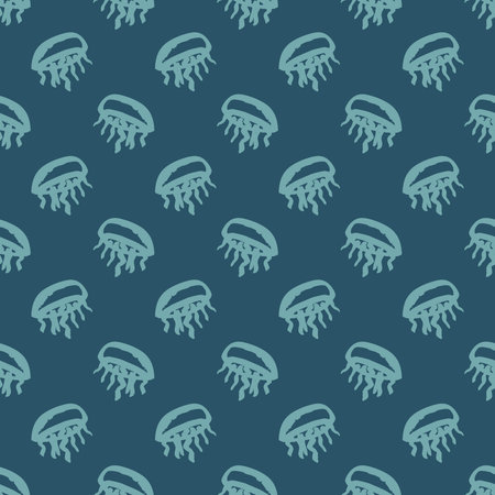 Seamless pattern with hand drawn jellyfish Sea animal Cute marine underwater creature Medusa For...