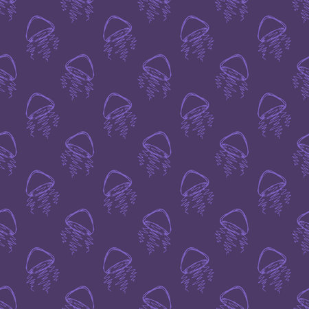 Seamless pattern with hand drawn jellyfish Sea animal Cute marine underwater creature Medusa For...