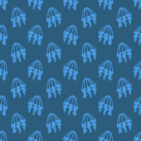 Seamless pattern with hand drawn jellyfish Sea animal Cute marine underwater creature Medusa For...